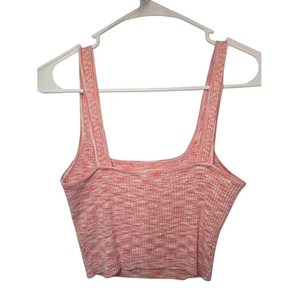 Wild Fable Pink White Space Dye Ribbed Knit Crop Top Tank Size Medium